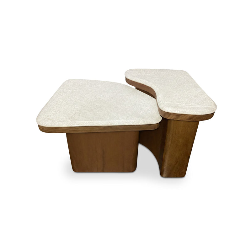 Abi - Nesting Coffee Table Cosmos Marble - Beige / Light Brown