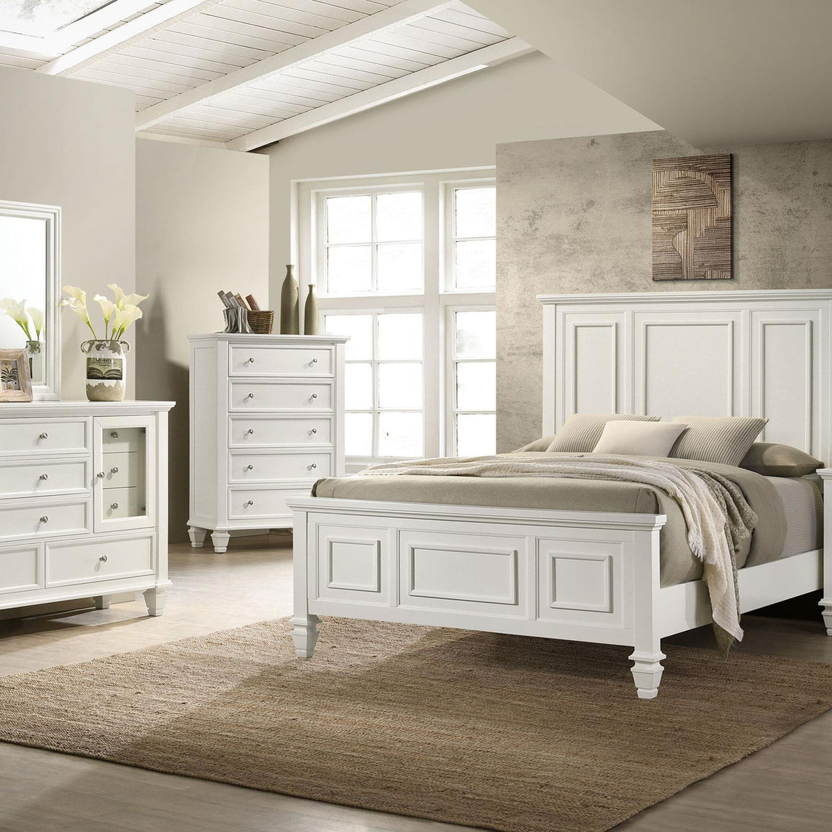 Sandy Beach 5-piece Eastern King Bedroom Set Cream White