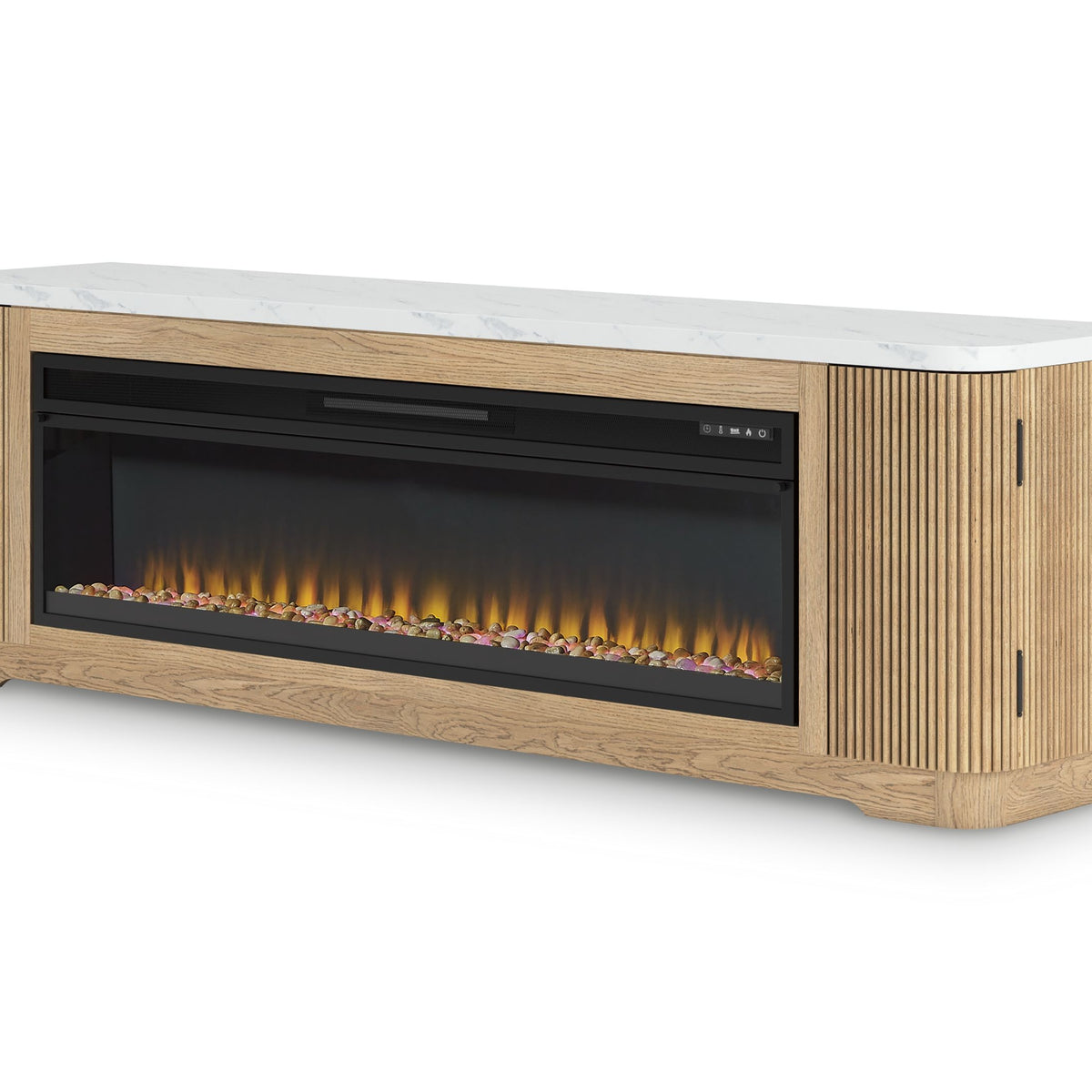 Camdill - 80" TV Stand With Electric Fireplace - Light Brown