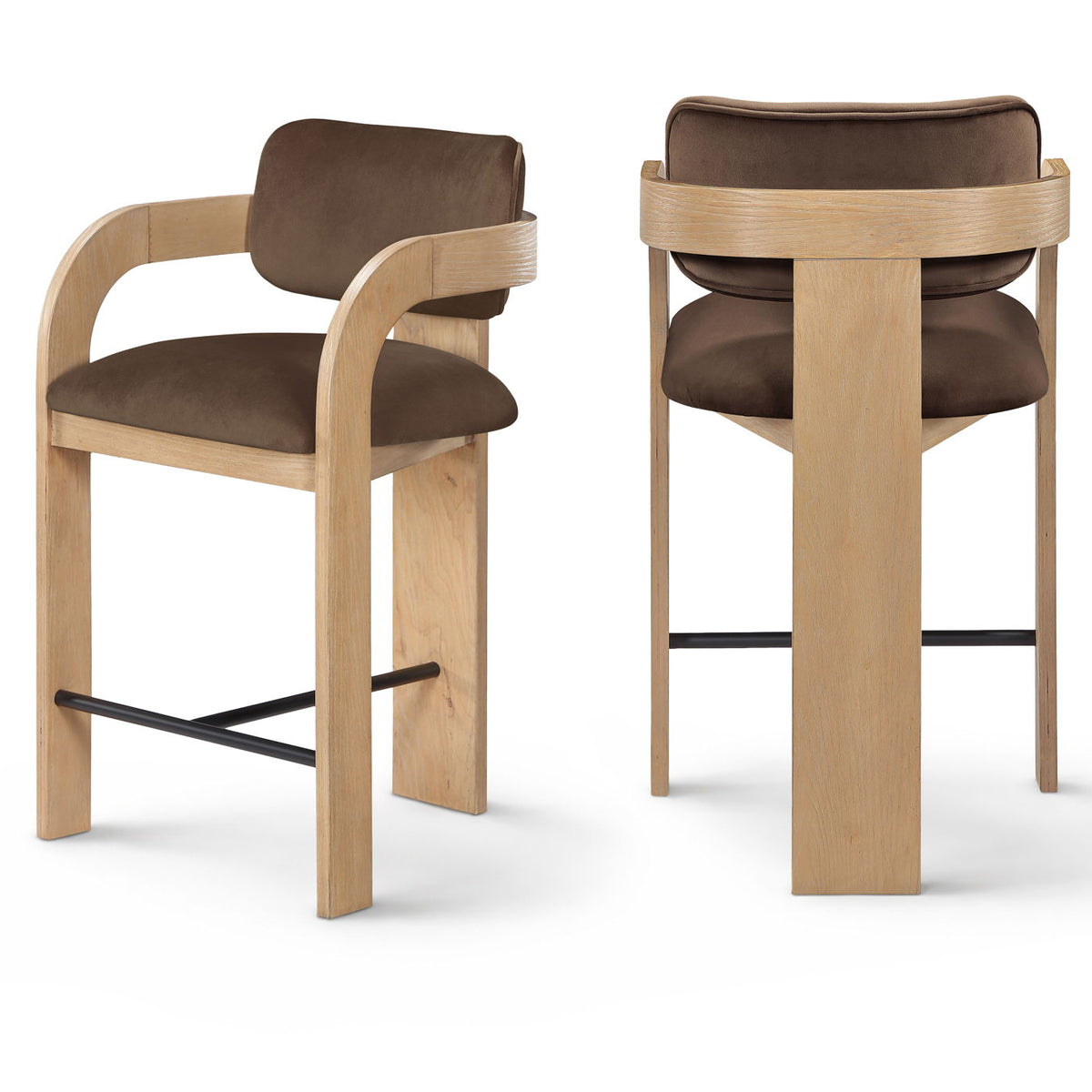 Cedra - Velvet Performance Fabric Upholstered Counter Stool - Natural Frame