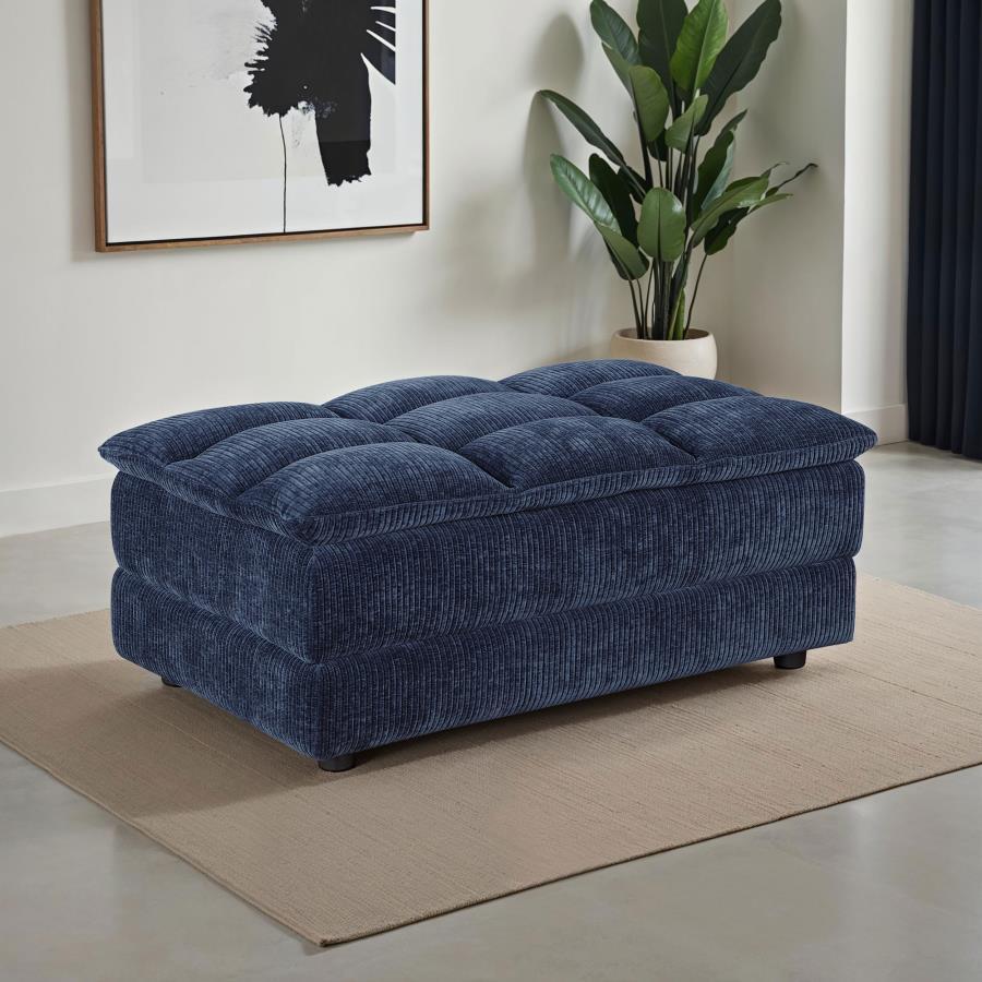 Atlantic - Corduroy Upholstered Rectangular Ottoman - Blue