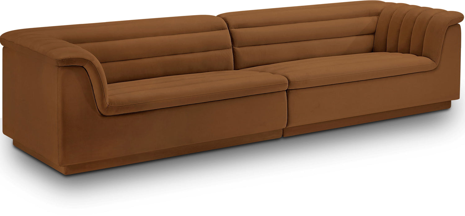 Cascade - Velvet Modular Sofa - Saddle