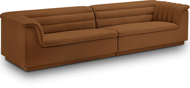 Cascade - Velvet Modular Sofa - Saddle