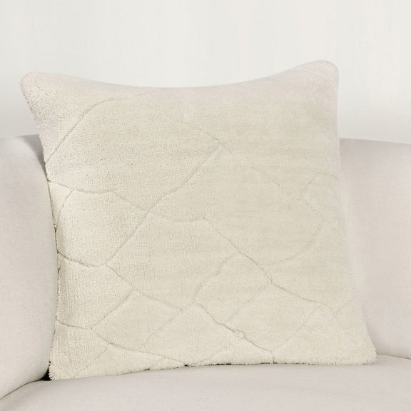 Ivory 22 x 22 RN pillow with diamond-quilt embroidery on square front panel