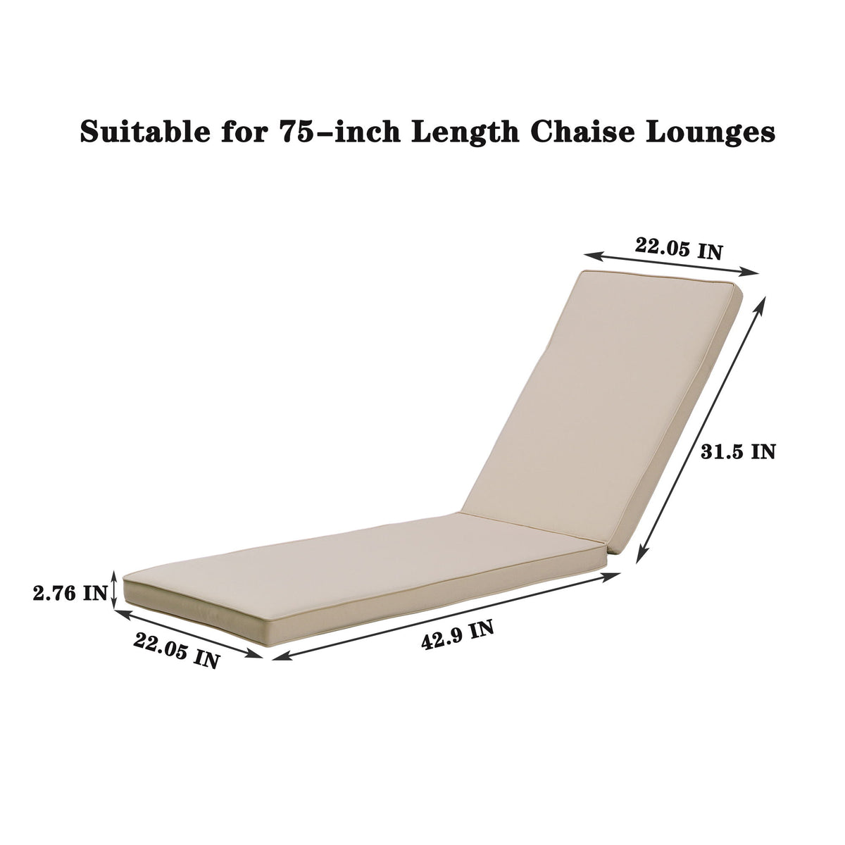Outdoor Lounge Chair Cushion Replacement Patio Funiture Seat Cushion Chaise