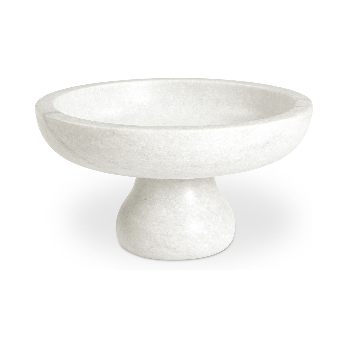 White speckled pedestal bowl, wide shallow basin on flared round base