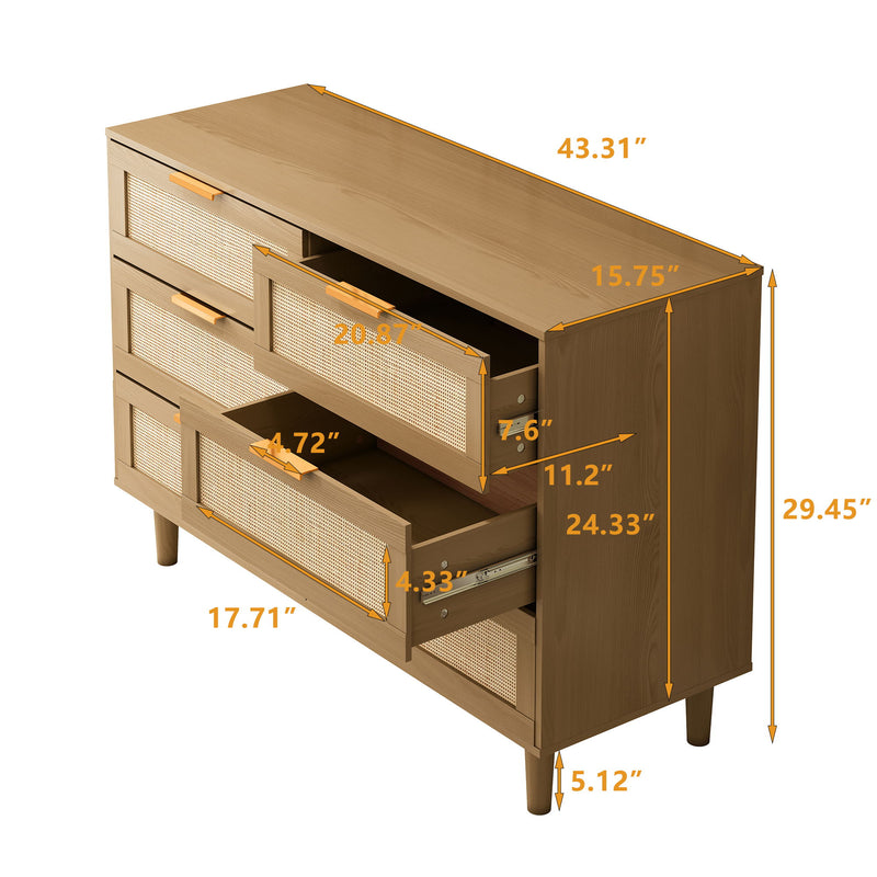 6 Drawer Storage Modern Cabinet For Bedroom
