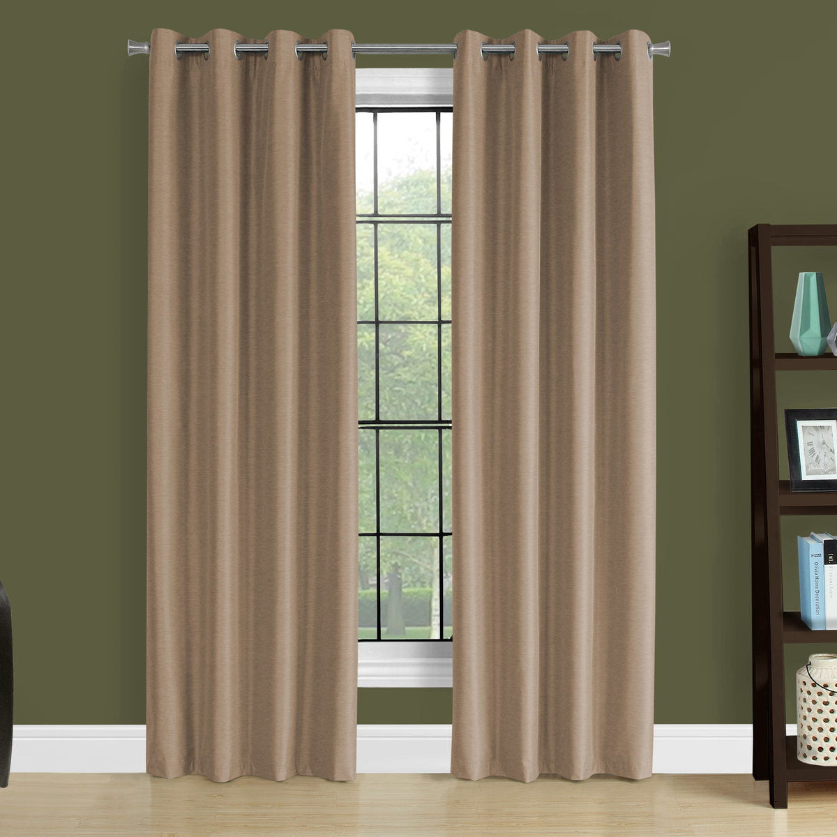 2 Pieces Set, Curtain Panel, Room Darkening, Grommet, Contemporary & Modern