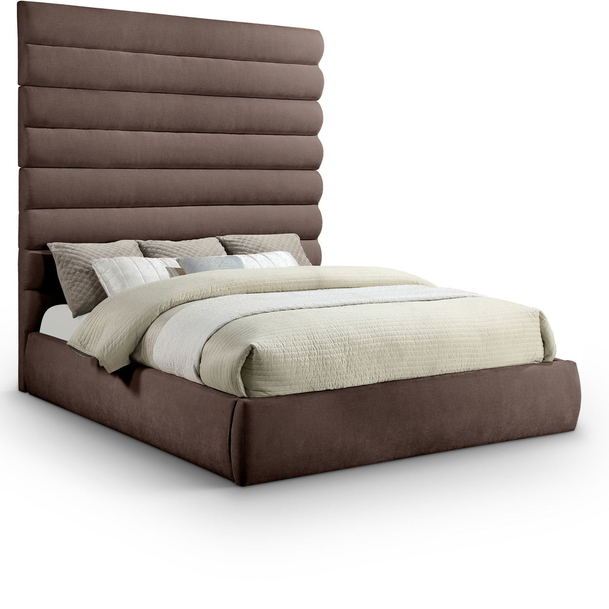 Adam - Chenille Fabric Bed With 89" Headboard