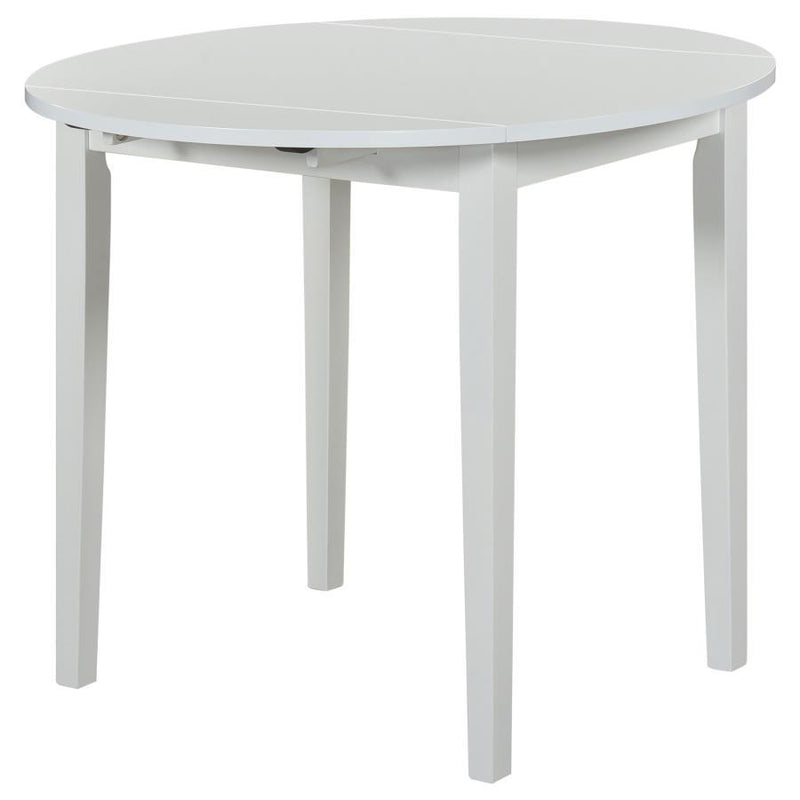 Bucknell - 3 Piece Round Drop Leaf Dining Table Set - White
