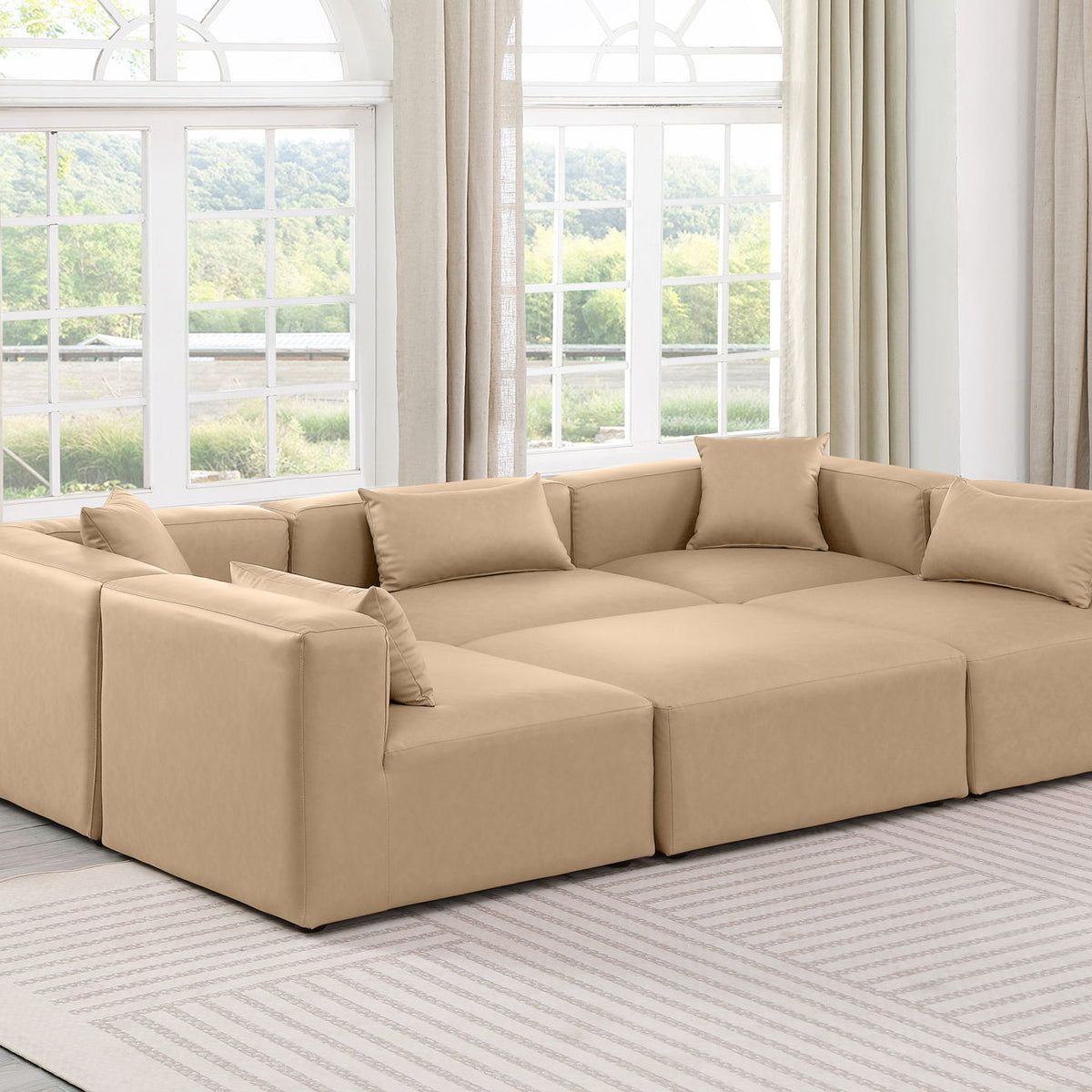 Cube - 6 Piece Modular Sectional - Tan