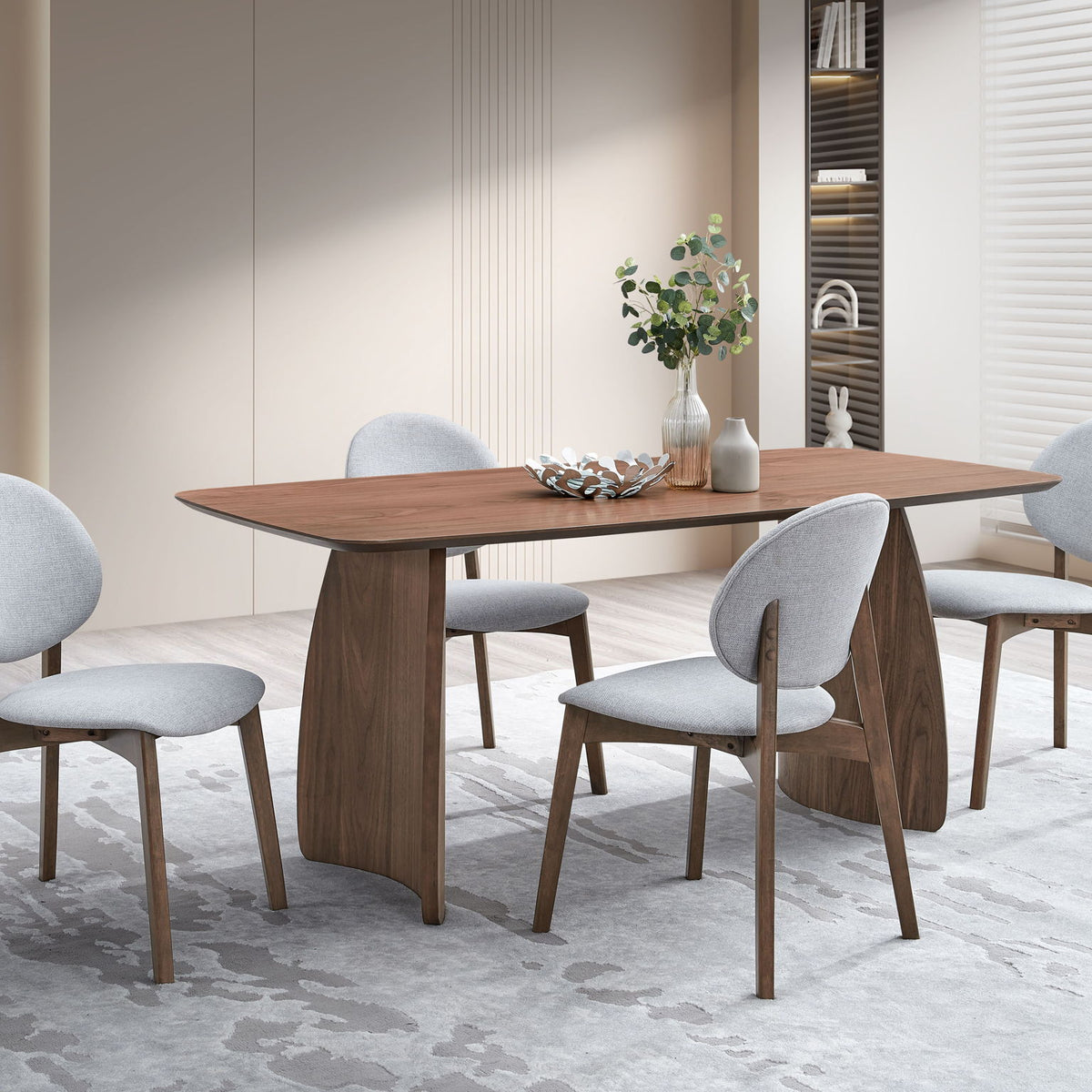 Hadasa - 5 Pieces Dining Room Set - Light Gray / Walnut