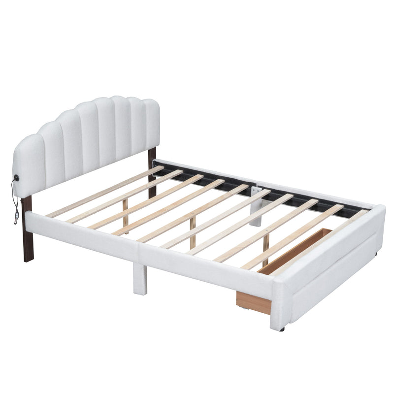 Upholstered Platform Bed With Drawer