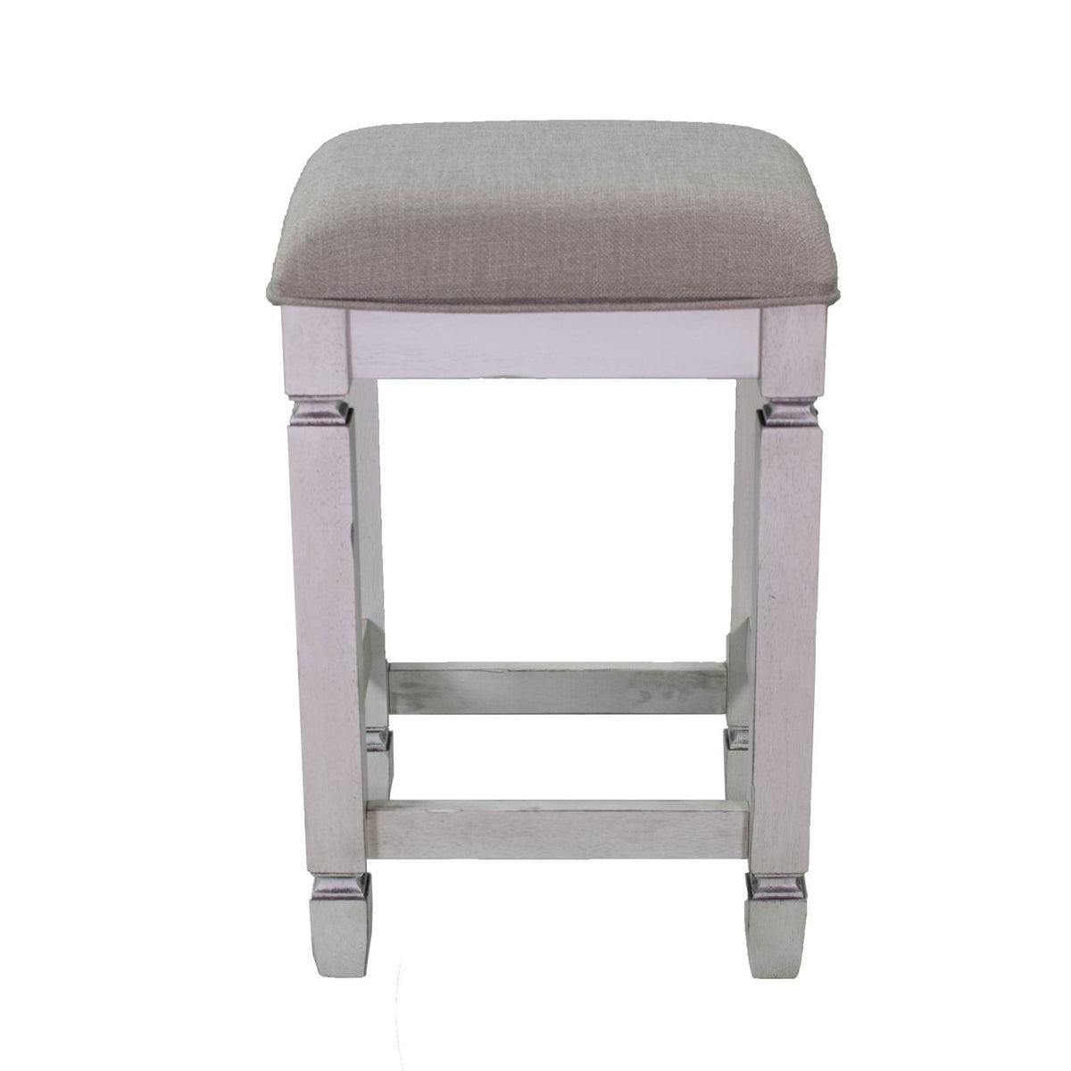 Console Table With 4 Stools - Antique White
