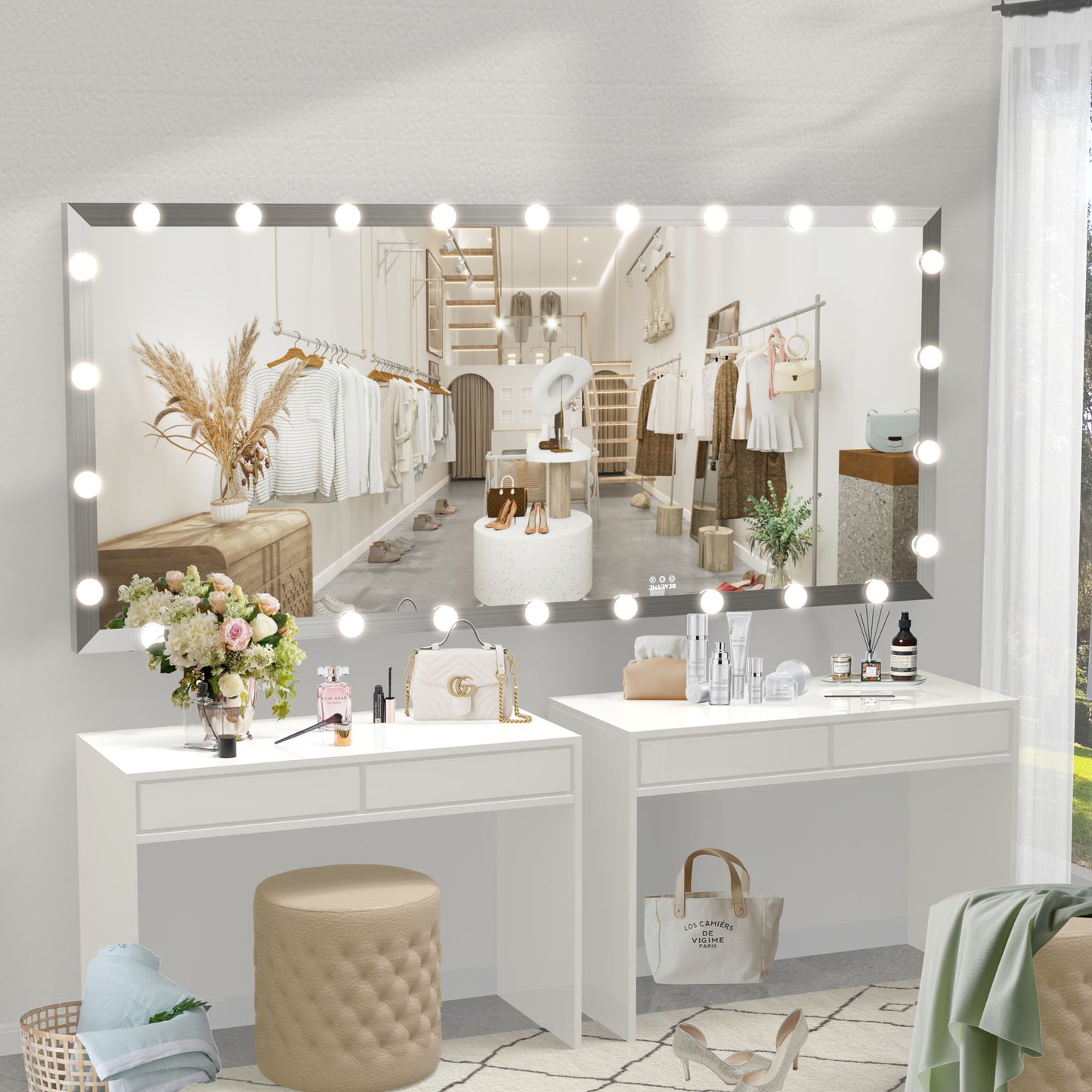 Full Length Mirror With Lights Full Body Vanity Mirror With 3 Color Modes Lighted Standing Floor Mirror For Dressing Room Bedroom Wall Mounted Touch Control