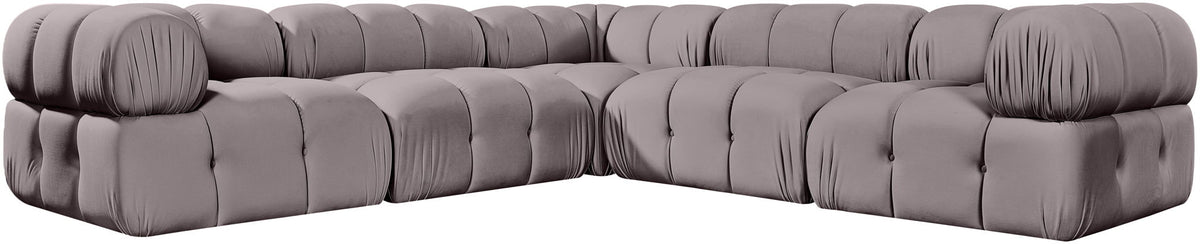 Orin - Velvet 5 Piece Modular Corner Sectional