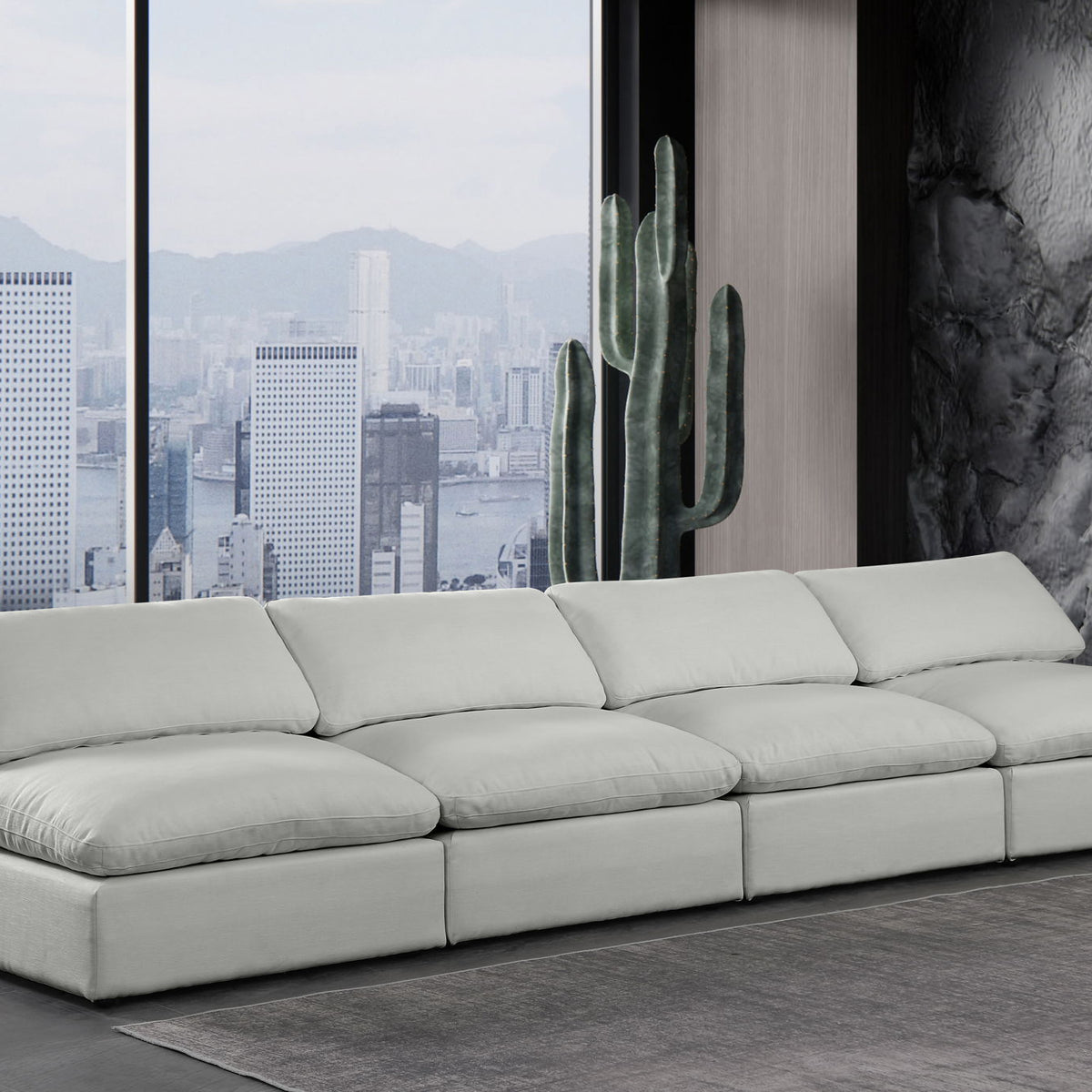 Comfy - Linen Modular Armless Sofa 4 Seats
