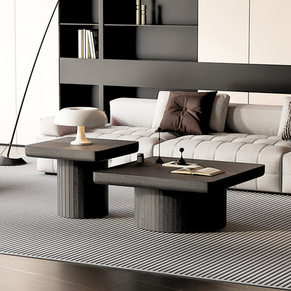 Nesting Coffee Table Set Fluted Cylindrical Base Black