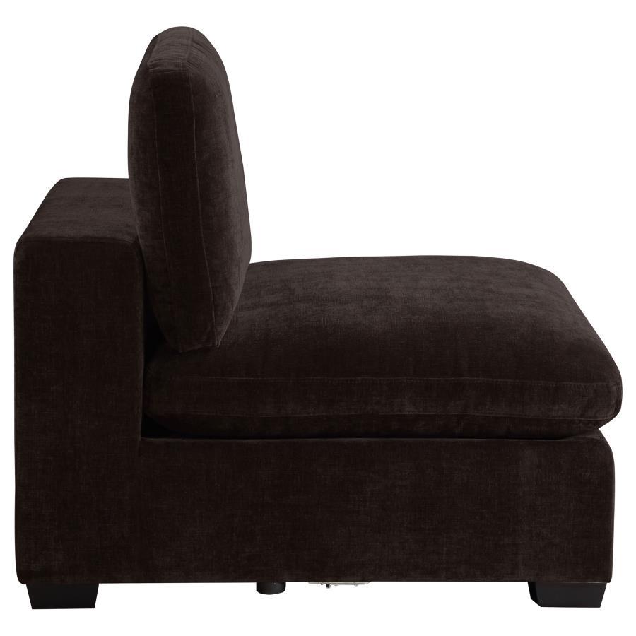 Lakeview - Upholstered Armless Chair - Dark Chocolate