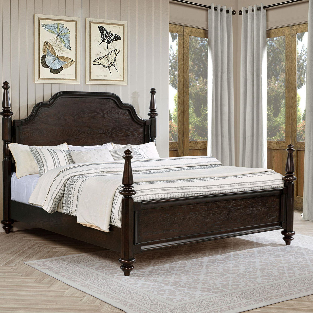 Andover 63-inch Four Poster Eastern King Bed Dark Oak