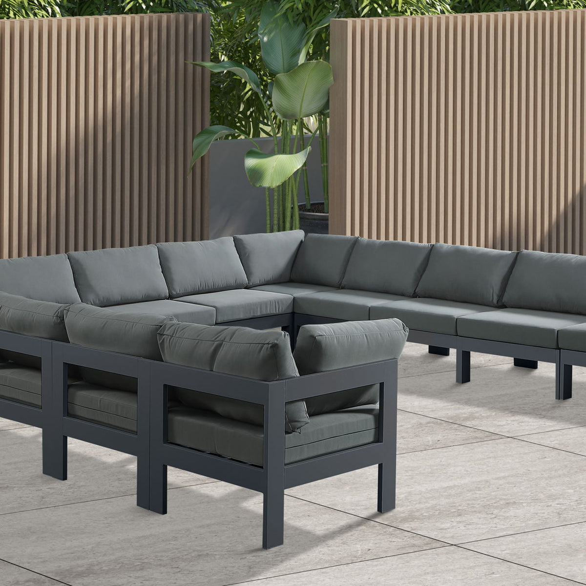 Nizuc - Outdoor Patio 13 Piece Modular Sectional With Gray Frame