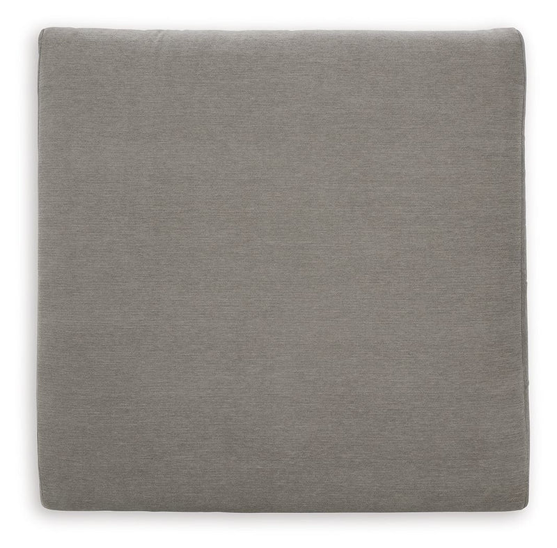 Ash gray upholstered ottoman seat cushion with smooth fabric square top