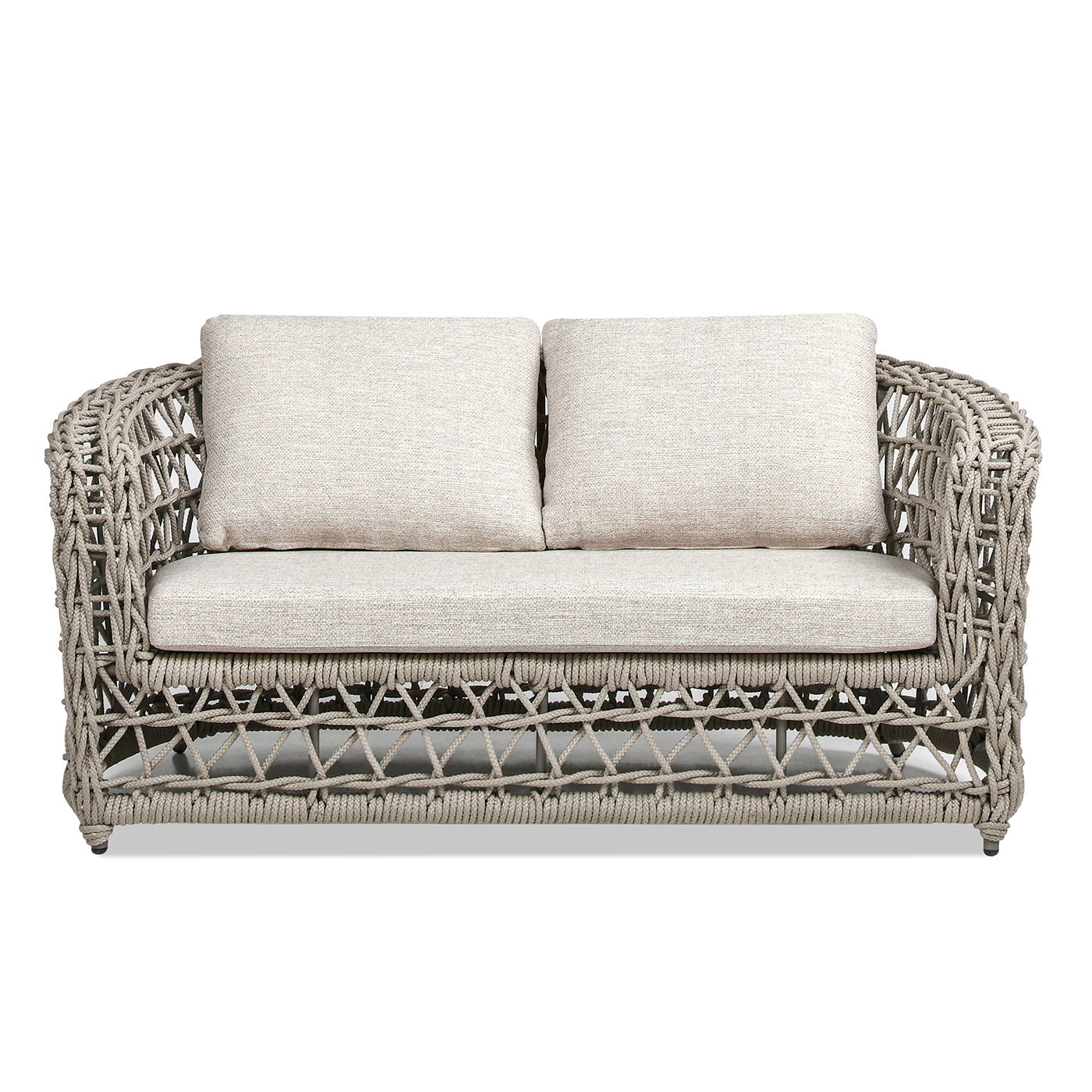 Everly - Frame Barrel Deep Seating Patio Loveseat Sofa Axroma Olefin - Oat Beige