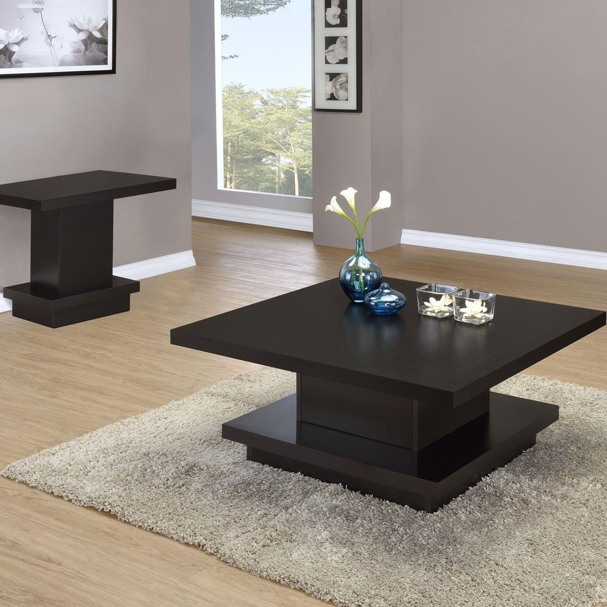Reston 2-piece Square Coffee and End Table Set Cappuccino