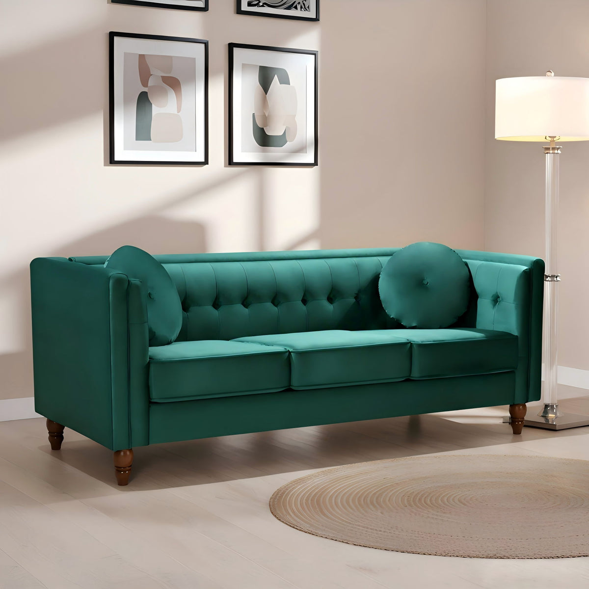 Chesterfield Sofa With Square Arms For Living Room