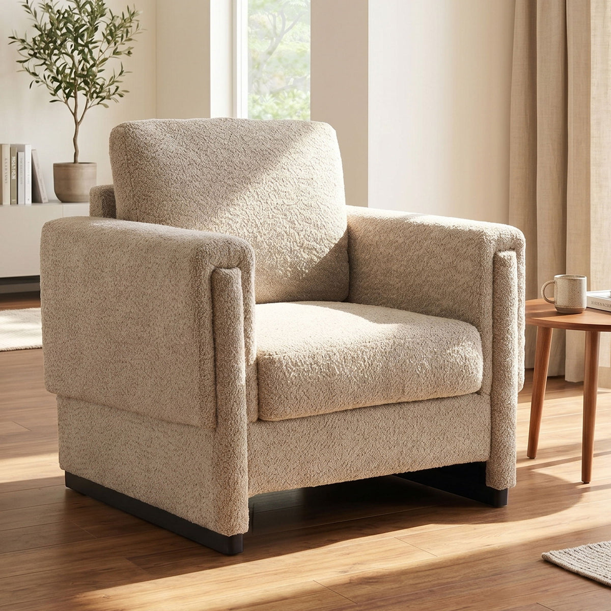 Upholstered Accent Armchair With Square Arm