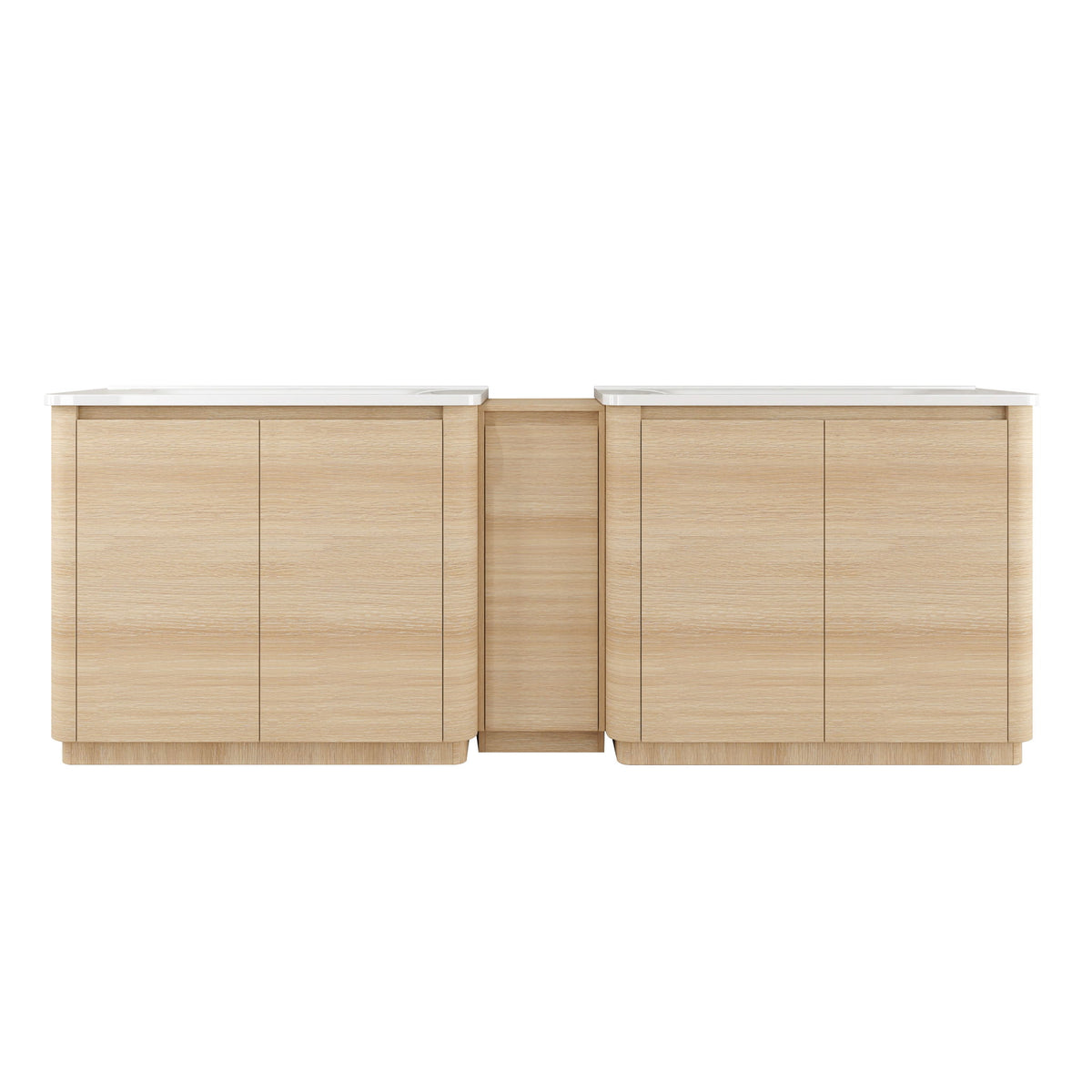 92" Freestanding Bathroom Vanity With Sink, 1 Small Storage Cabinet, Soft Close Door - Ameican White Oak