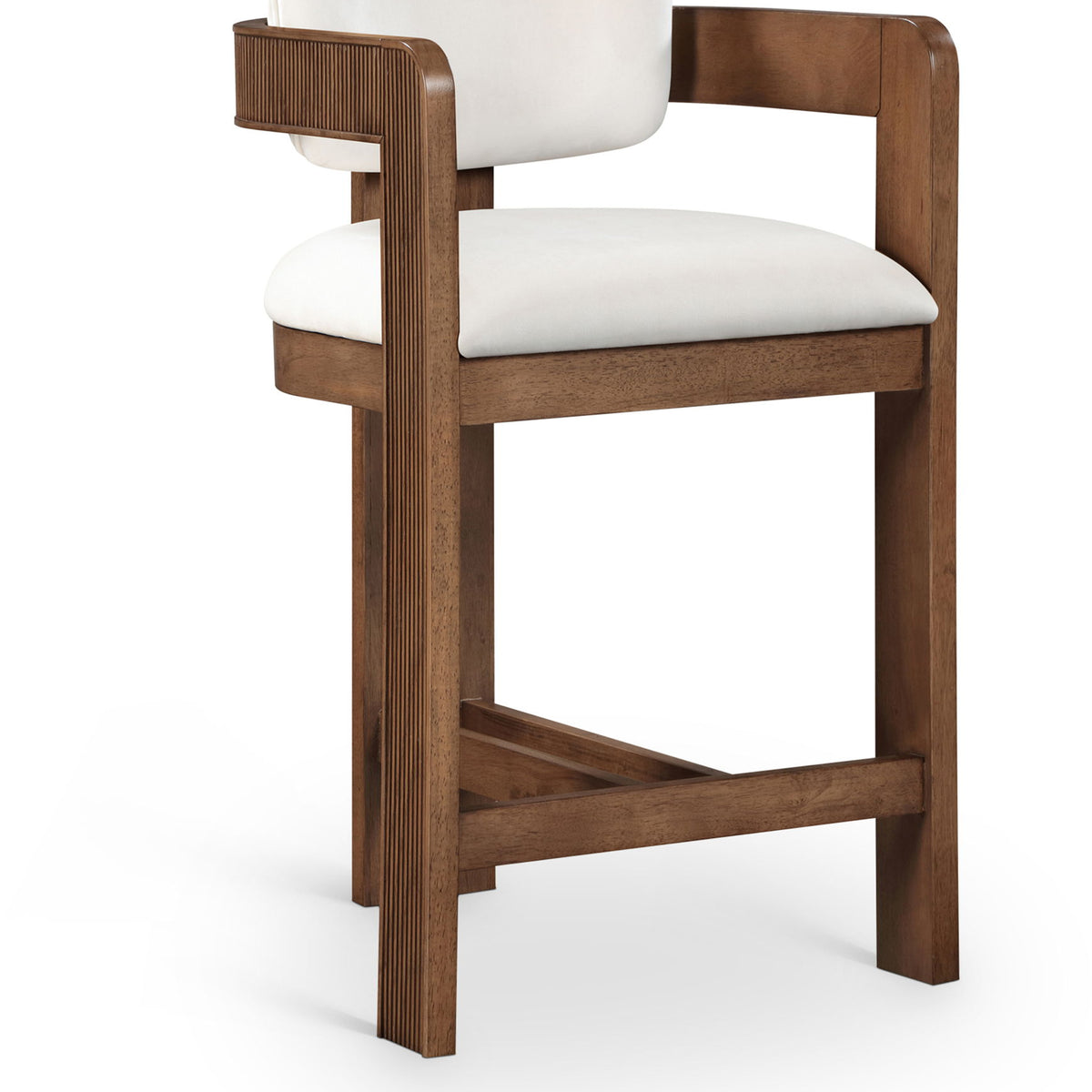 Sacha - Velvet Stool With Brown Base