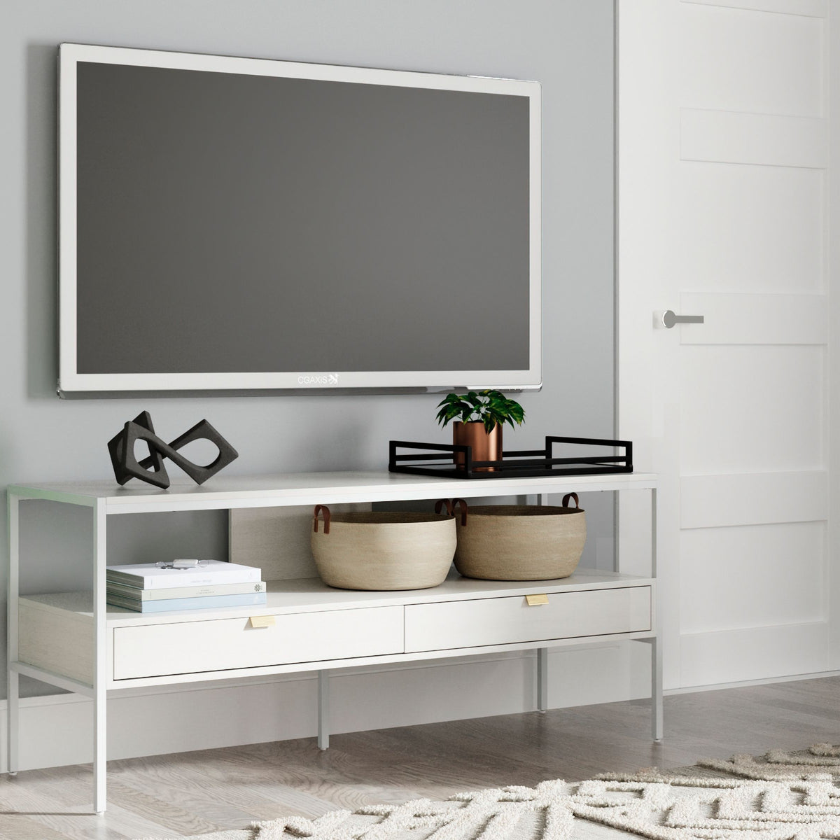 Deznee - Large TV Stand - White