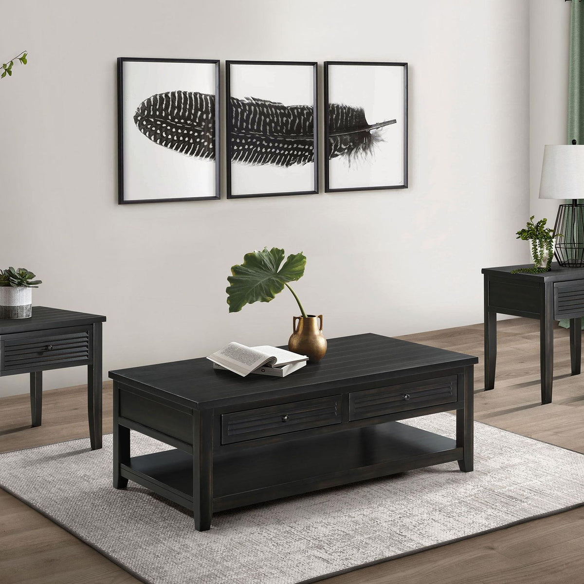 Concord 3-piece Coffee and End Table Set Distressed Java