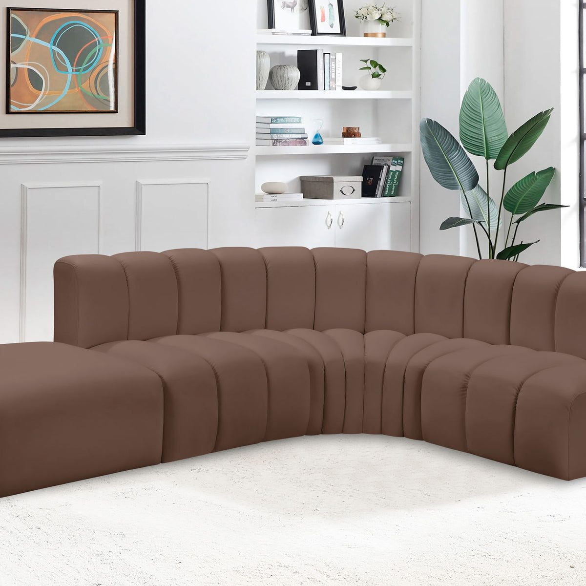 Arc - Faux Leather 5 Piece Corner Modular Sofa