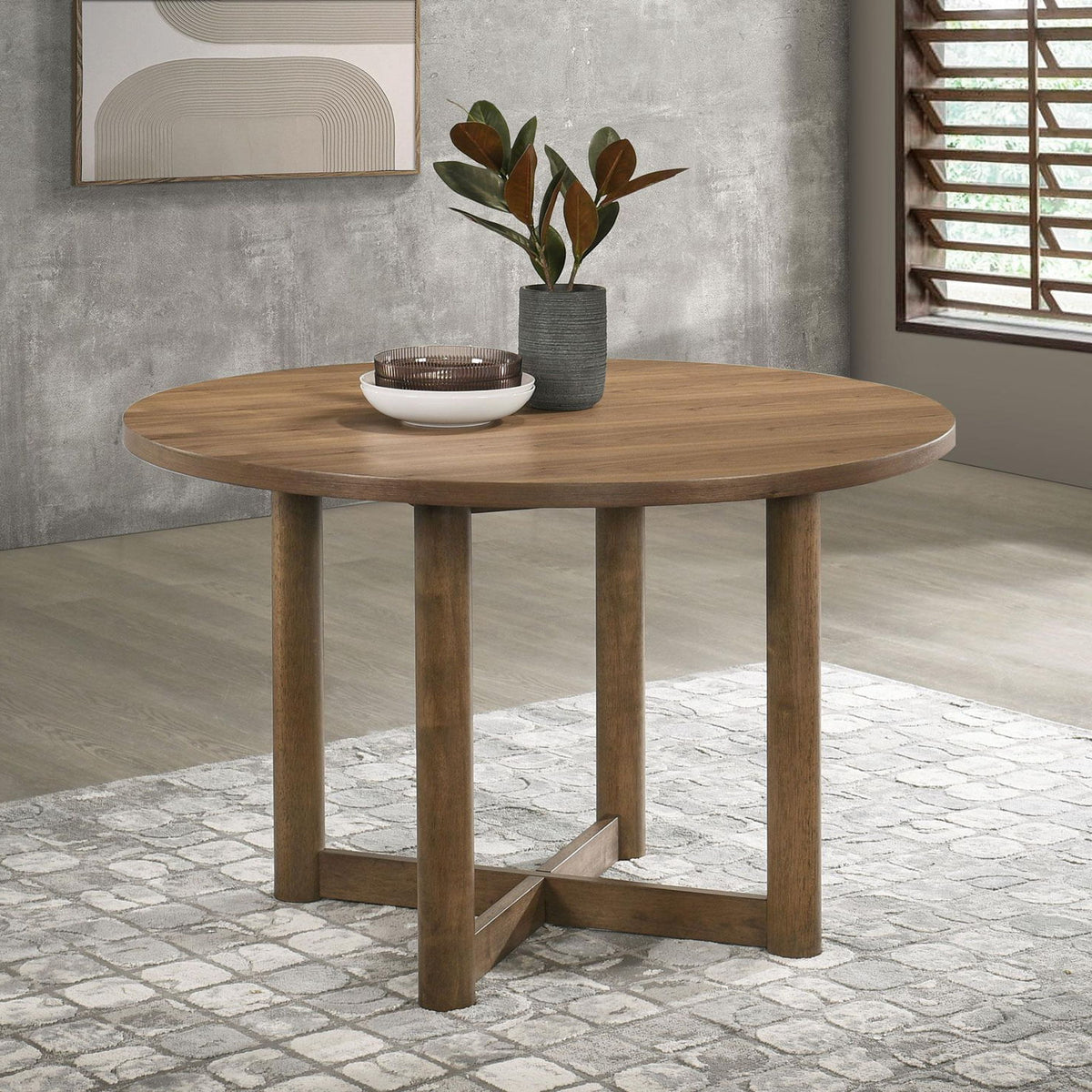 Crestmore 46-inch Round Wood Dining Table Walnut