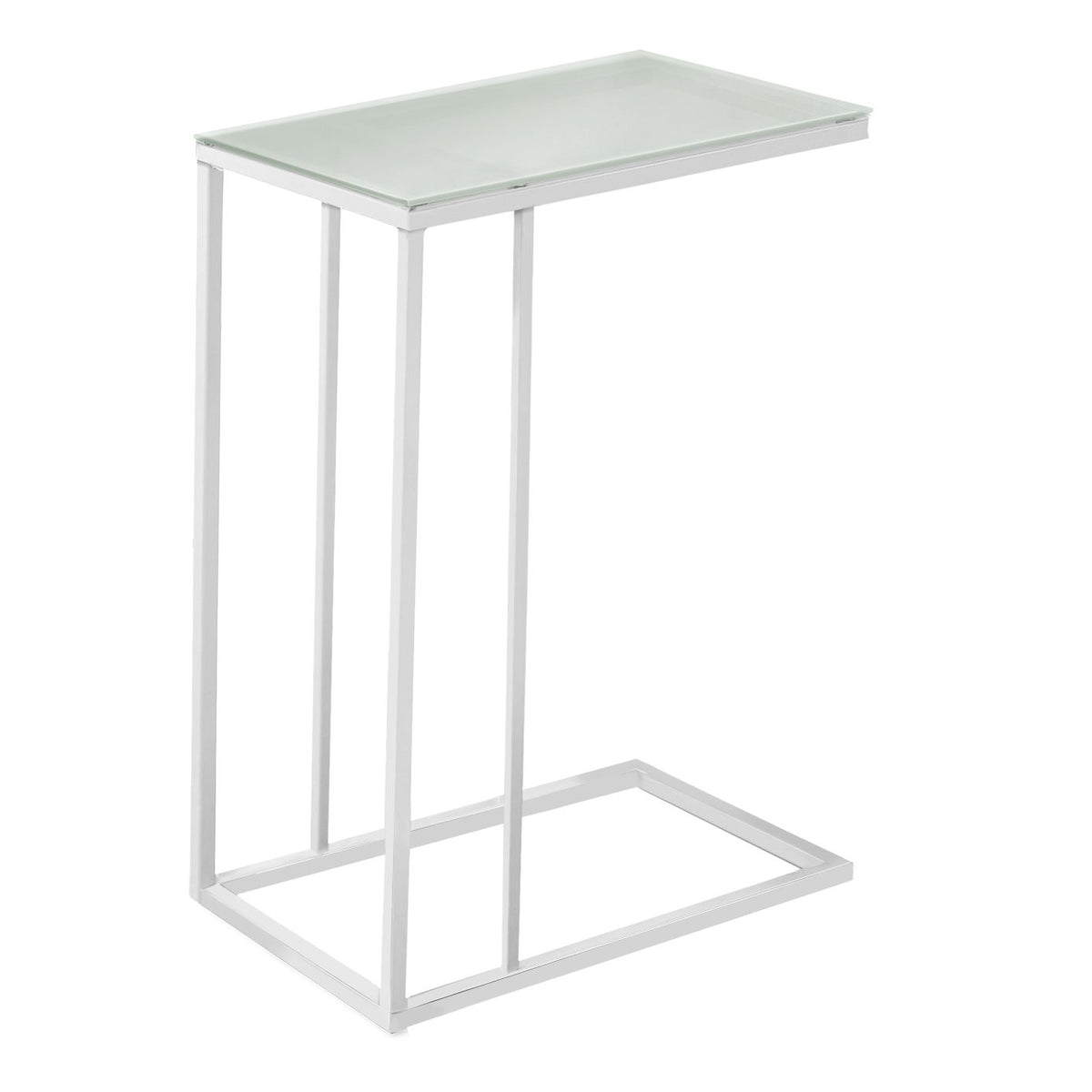 Accent Table, C - Shaped, Tempered Glass, Stylish Design Contemporary & Modern