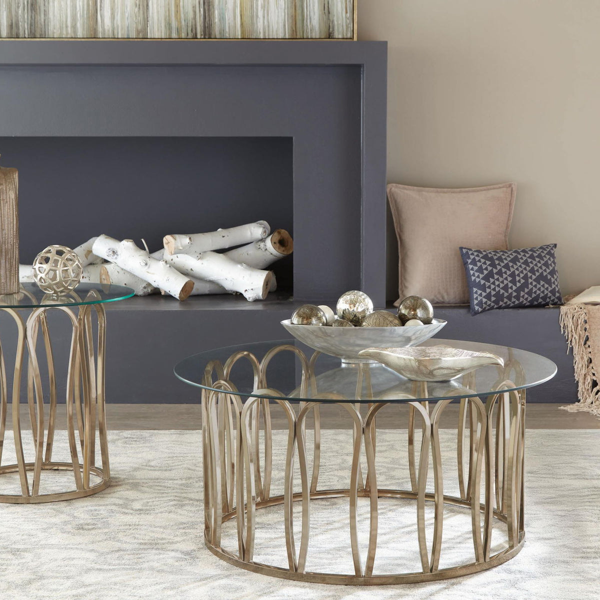Monett 2-piece Coffee and End Table Set Chocolate Chrome