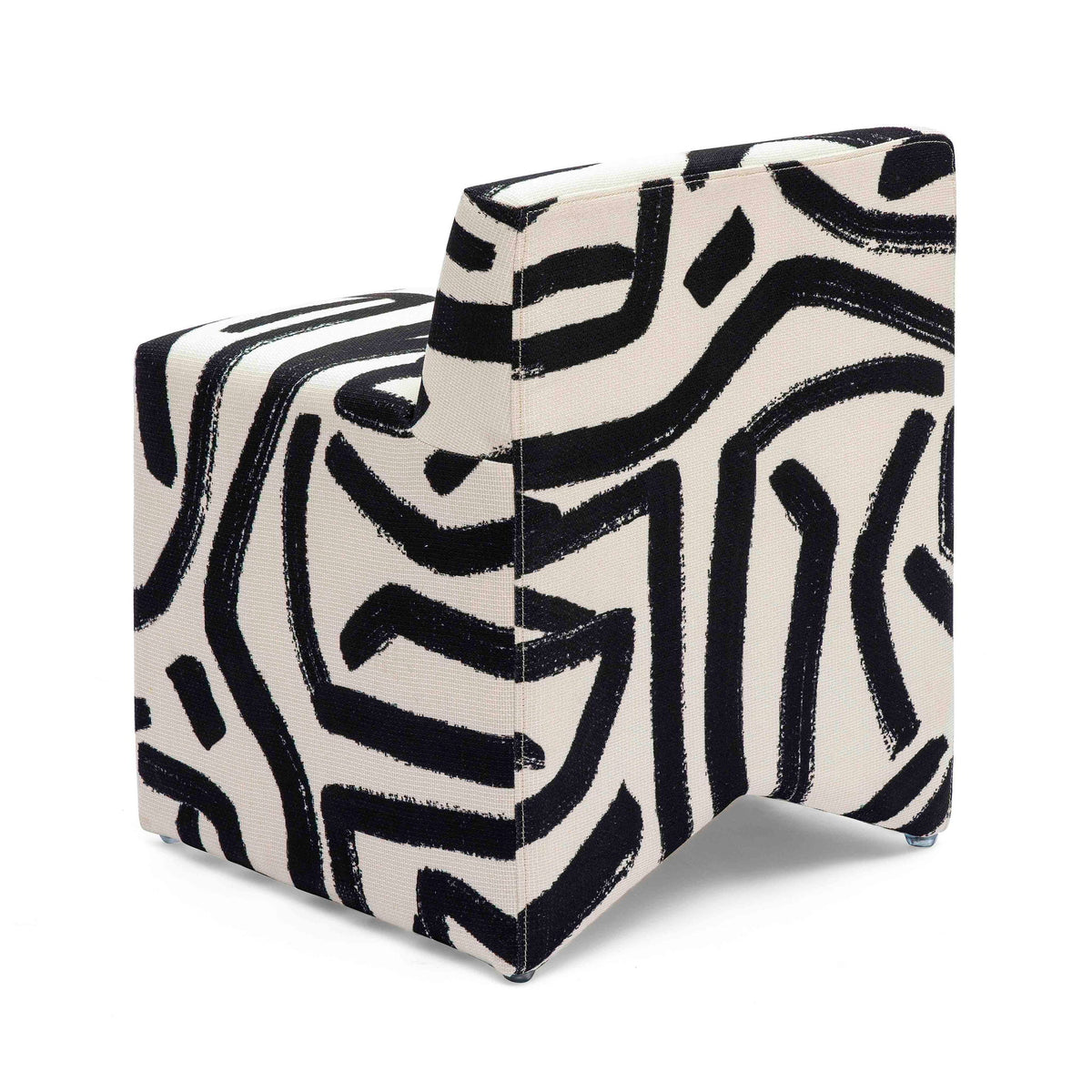 Pippa - Brushstroke Print Stool - Black / White