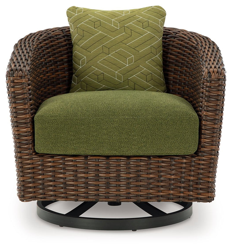 Horizon Hall - Swivel Lounge With Cushion - Brown / Green