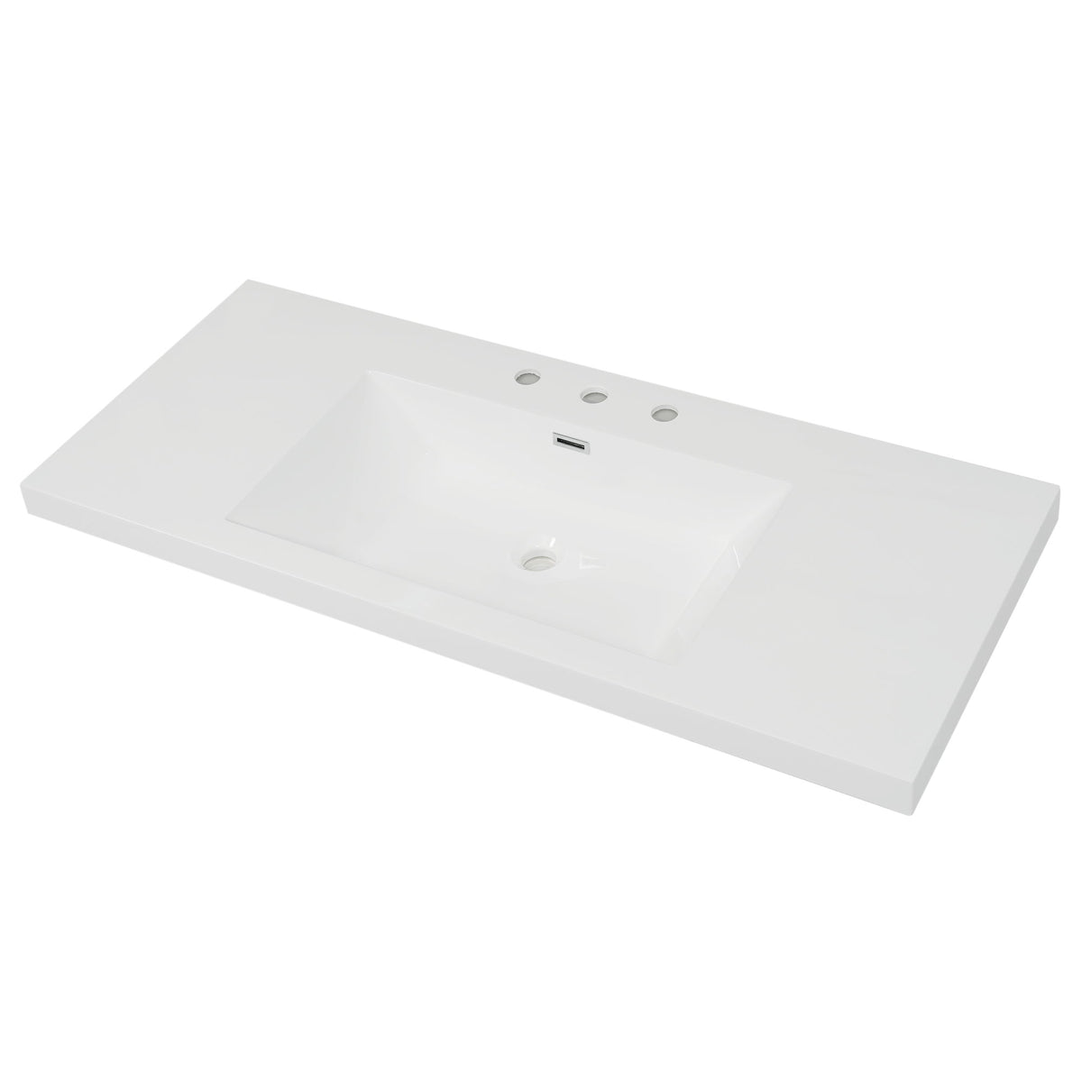 Vanity Top With 3 Faucet Holes, Rectangular Basin For Bathroom - White