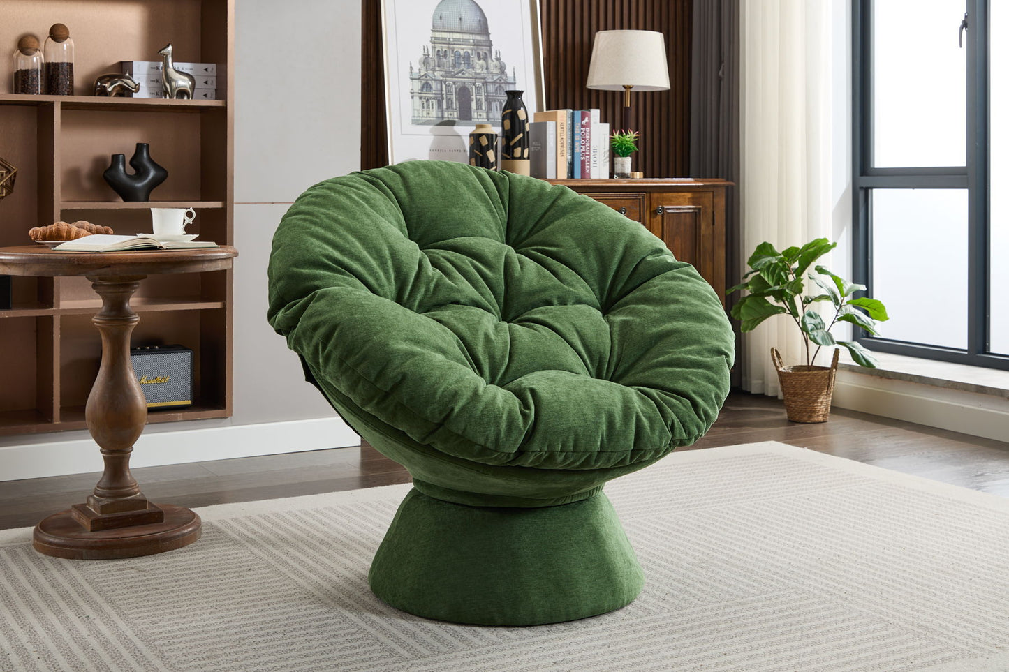 Oversized Swivel Accent Chair, 360 Swivel Barrel Chair, Papasan Chair For Living Room Bedroom