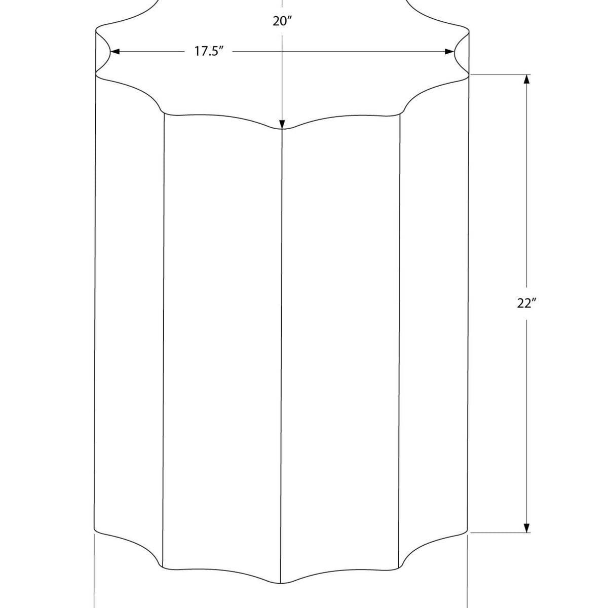 Drum Accent Side Table, Stylish Scalloped Design