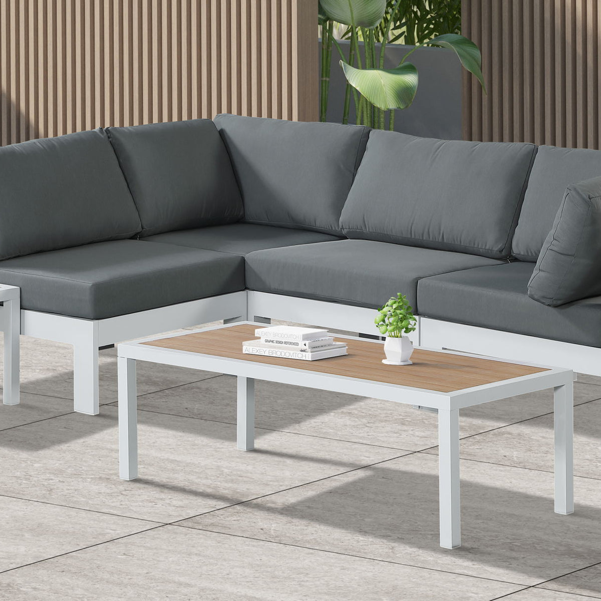Nizuc - Outdoor Patio 4 Piece Modular Sectional With White Frame