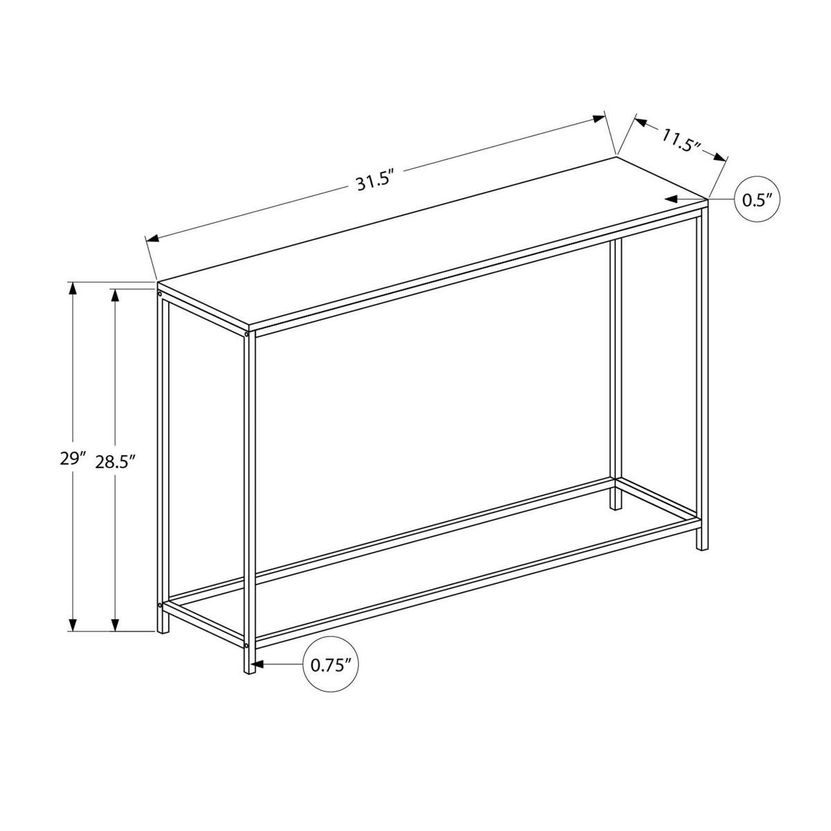 Accent Console Table For Entryway, Stable Support, Contemporary & Modern