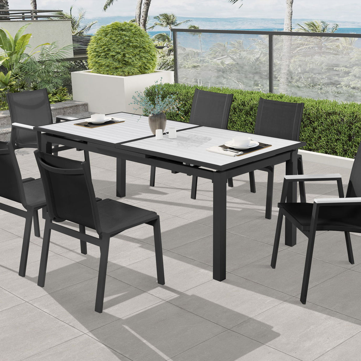 Nizuc - Outdoor Patio Dining Chair With Gray Frame (Set of 2)