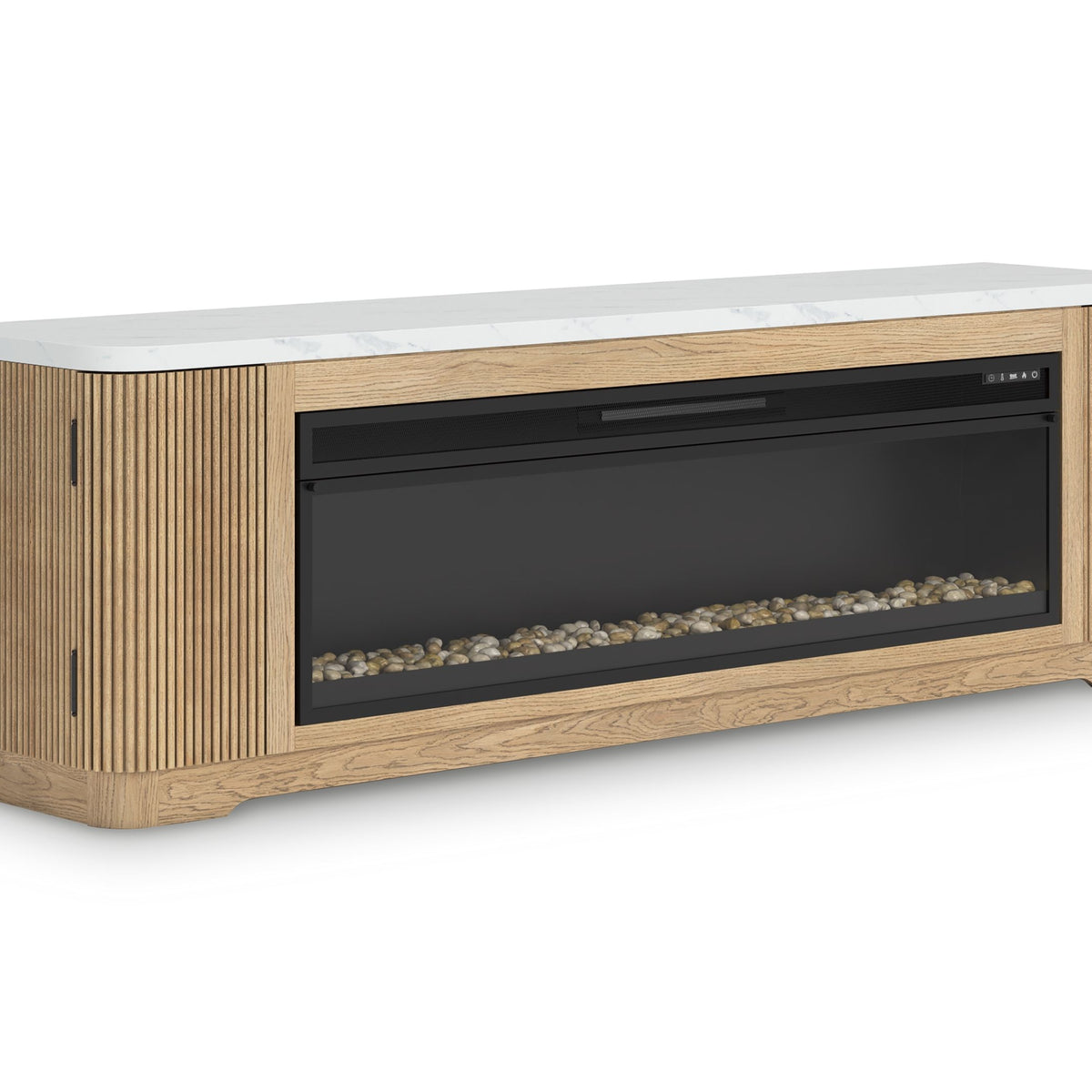 Camdill - 80" TV Stand With Electric Fireplace - Light Brown