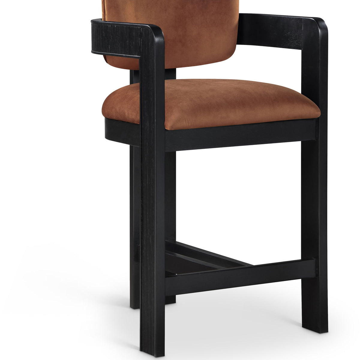 Sacha - Velvet Stool With Black Base