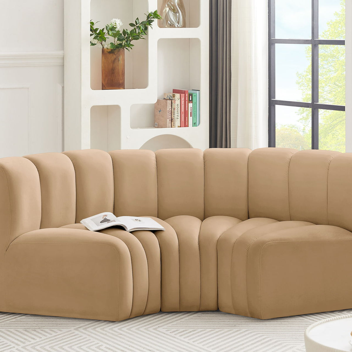 Arc - Velvet 3 Piece Modular U-Shaped Sofa
