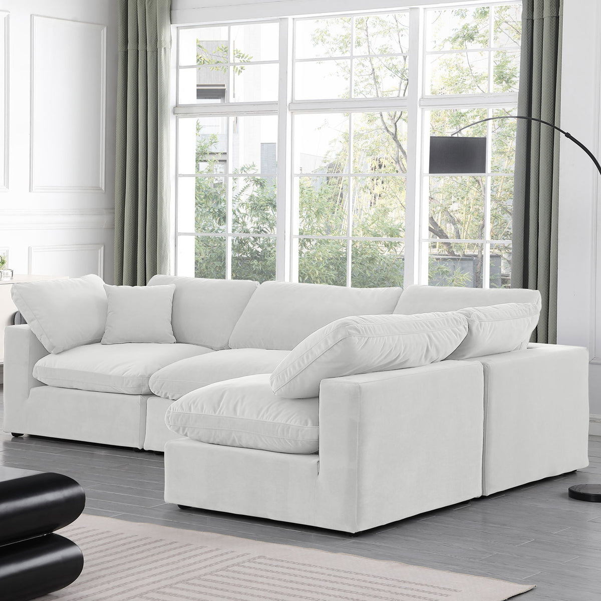 Comfy - 4 Piece Velvet Modular Armless Sectional
